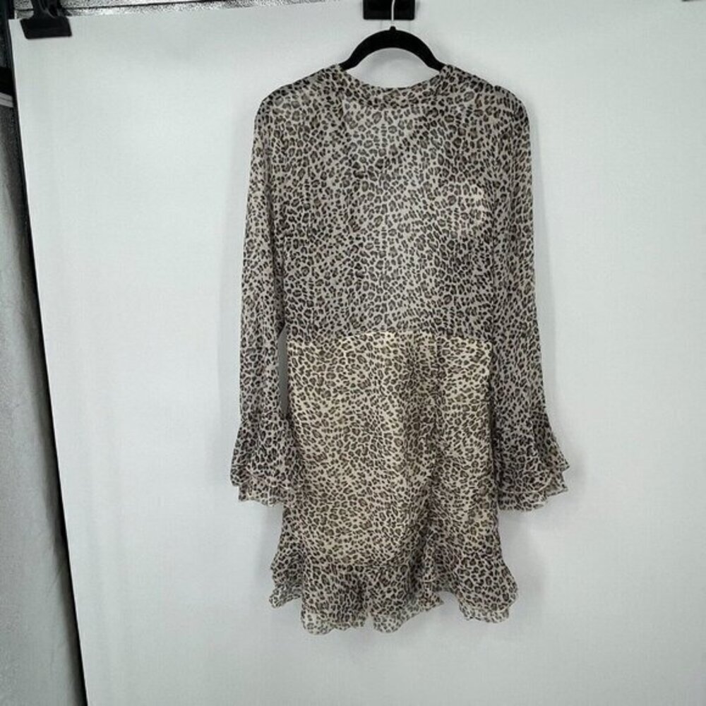 Princess Polly Dress 8 Womens Kirtley Mini Dress Sheer Animal Print Ruffle New